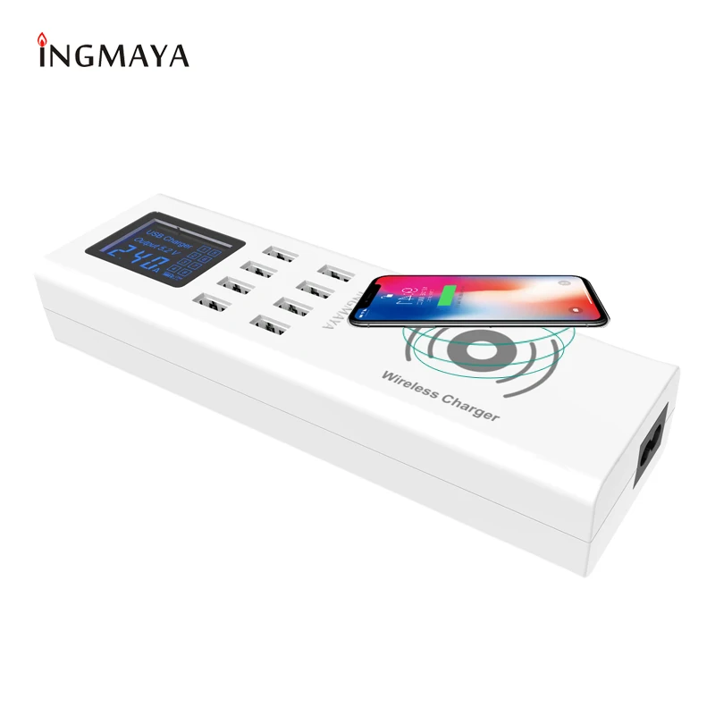 INGMAYA Qi Беспроводное USB зарядное устройство зарядная станция 8 портов 40 Вт для iPhone 8 X samsung S9 Edge huawei Nexus Mi Pixel адаптер питания