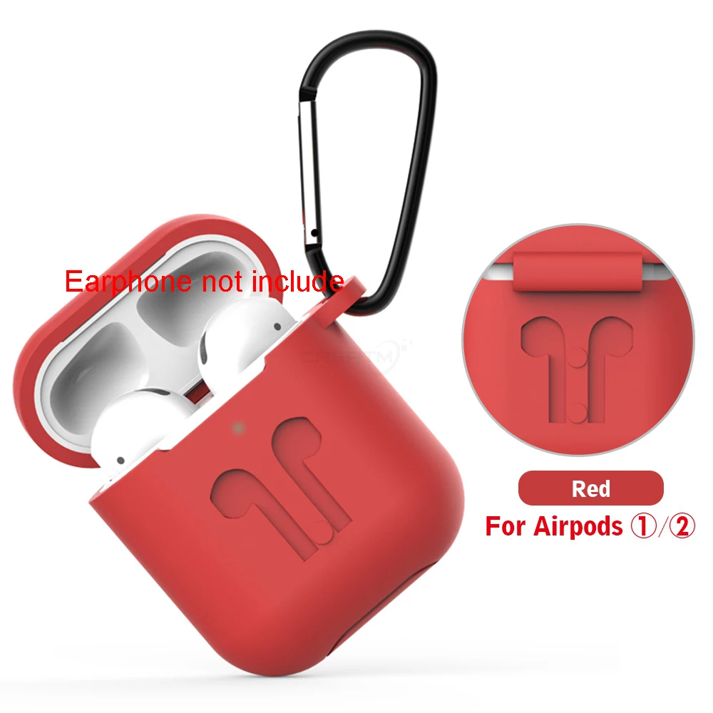 Red Силиконовый чехол s для Airpods 2 с брелком для наушников Защитный чехол для Apple Airpods противоударные аксессуары для наушников - Цвет: Red