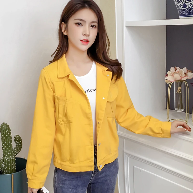 Весенняя Модная Джинсовая куртка женская джинсовая с длинным рукавом пальто