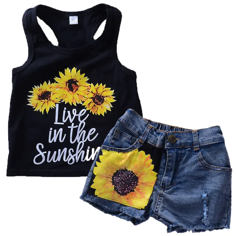 Одежда для маленьких мальчиков Изысканная одежда с подсолнухами девочек черный