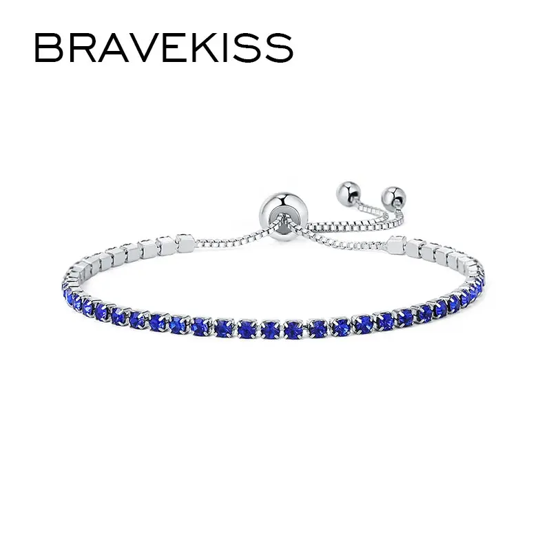 Женский браслет с фианитом BRAVEKISS 4 цвета регулируемый для тенниса подарочные