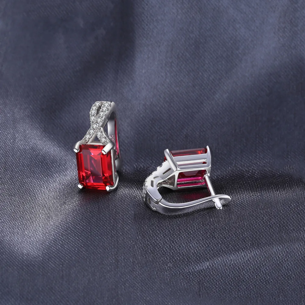 Jewelrypalace Изумрудный Cut 6ct создан красный рубин клип на Серьги стерлингового