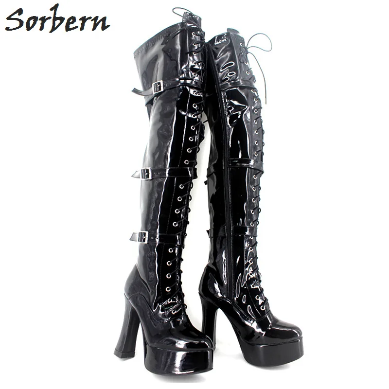 

Sorbern Sexy Over The Knee Boots For Women Platform Square Chunky Heels Custom Womens Platform High Ladies Shoes Size 43 New