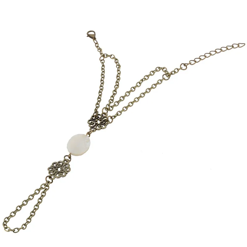 PINKSEE Vintage Hollow Flower Shell Charm Slave Bracelet Finger Chain Hand Harness Women Fashion Jewelry | Украшения и аксессуары