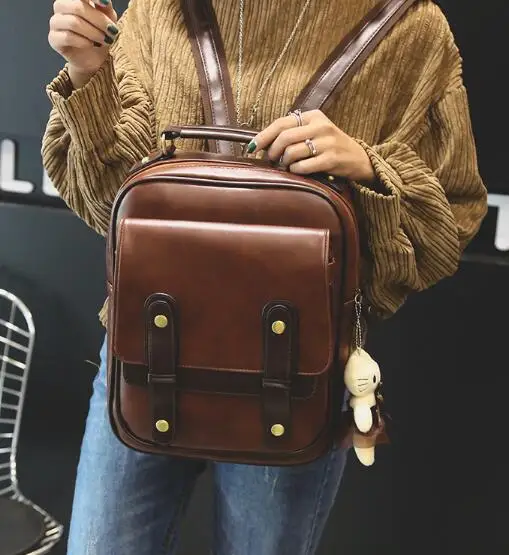 Women Backpack Female Brand Back Pack College Style Leather Backpack School Backpacks Vintage Student Schoolbag Retro Rucksack
