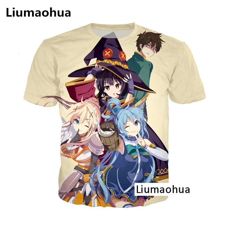 Liu Maohua хип хоп аниме Konosuba Kawaii 3D принт унисекс Megumin Косплей Мода Премиум Футболка