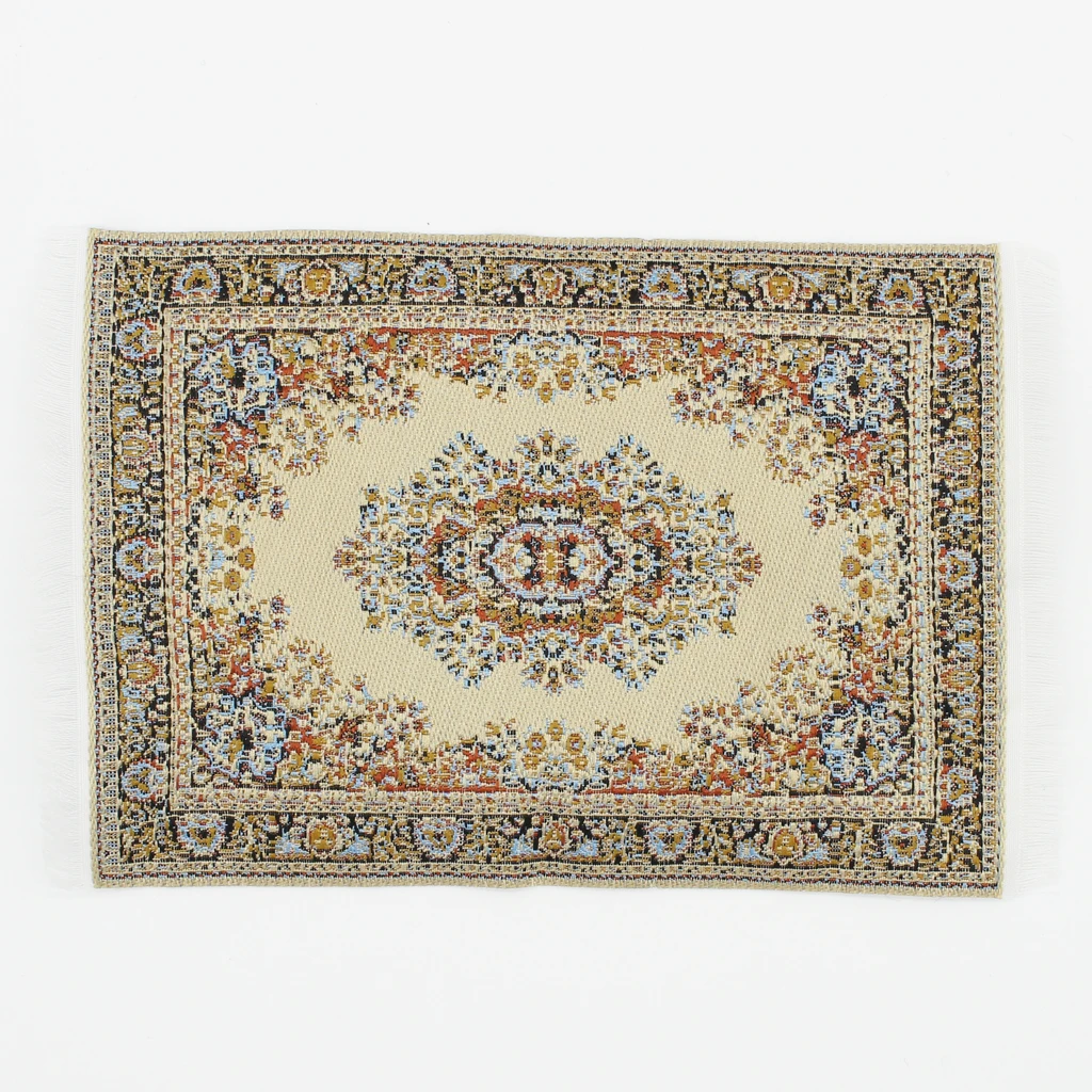 

1:12 Кукольный домик, миниатюрный бежевый ковер, мебель, ковер для гостиной, художественный пол, Декор для дома