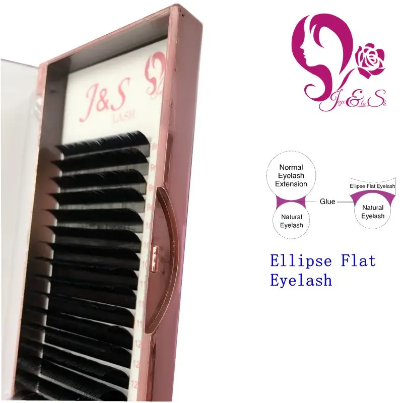 

4 trays/ lot ellipse silk lashes faux mink eyelashes extension 0.15MM* 0.07 16rows 8-14mm L LC curl, free shipping J&S eyelash