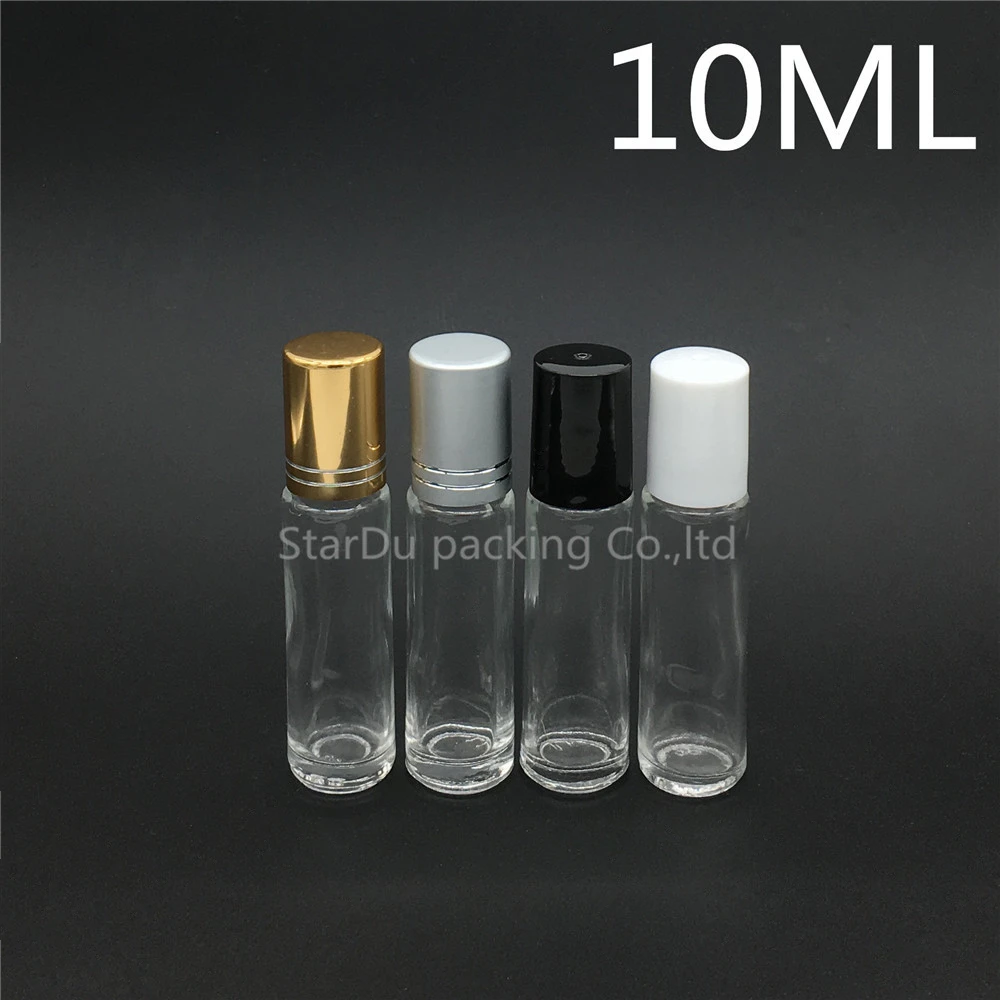 

Free Shipping 10pcs 10ml Roll On Perfume bottle, 10ml Clear Essential Oil Rollon bottle, Small Glass Roller Container