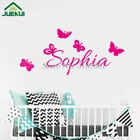 Наклейка на стену с бабочкой, пользовательское имя, украшение для детской спальни, домашний декор, 3D наклейки на стену для детской комнаты, домашний декор для девочек JA930