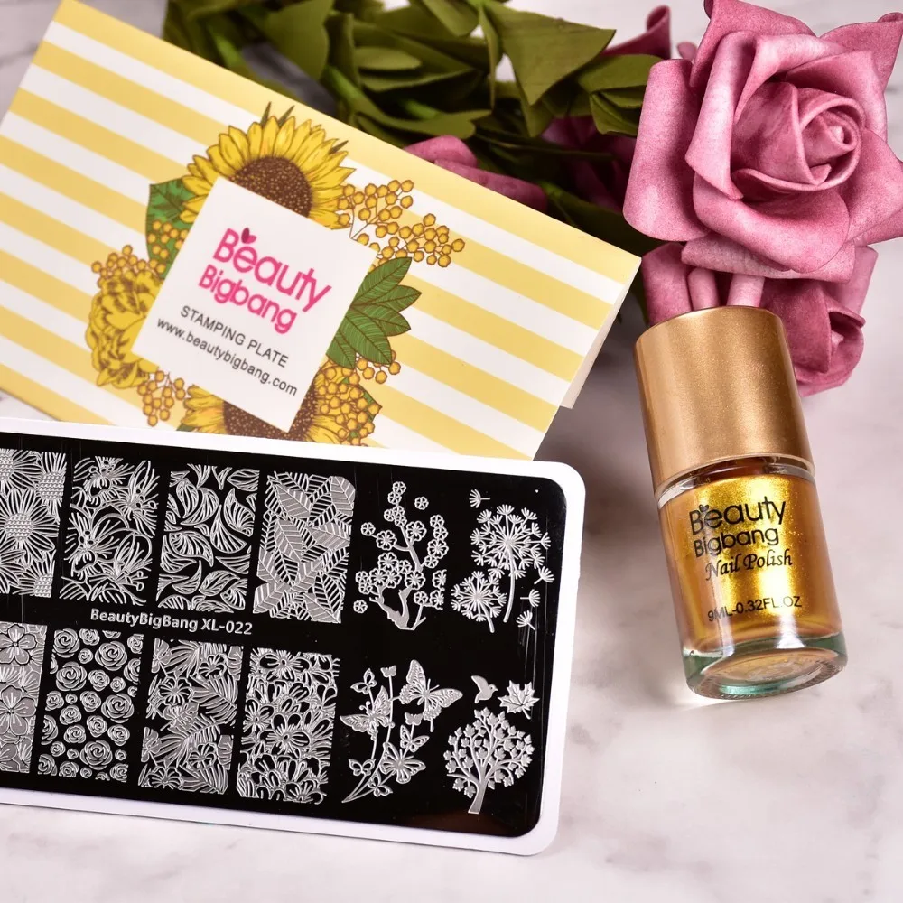 BeautyBigBang пластины для стемпинга ногтей дизайна шаблон Бабочка Листья Одуванчик