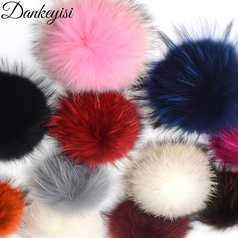 20 Pcs Real Fur Pompoms 13-15cm DIY Raccoon Fox Fur Pom Poms Fur Balls For Hats Cap Scarf Shoes Accessories Fur Cheap Wholesale