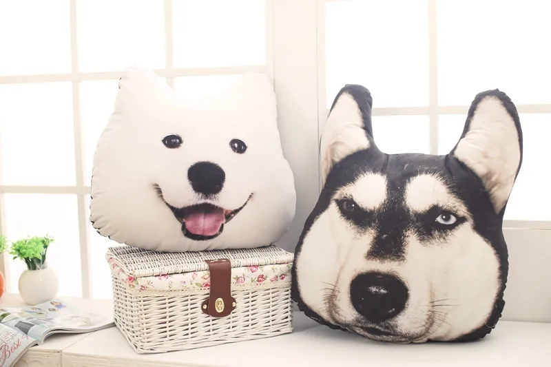 Креативная объемная большая подушка в виде головы собаки хаски мягкая игрушка |
