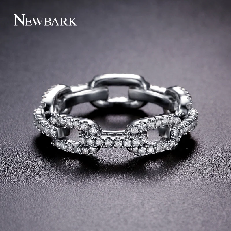 NEWBARK Модные Простые Серебряные Цвет Медь кольца Micro Pave кубический цирконий полые