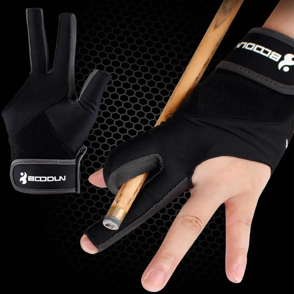 Single Left Hand Billiard Glove Three Finger Snooker Gloves Elastic Billiards Fitness Smooth For Men And Women | Спорт и развлечения