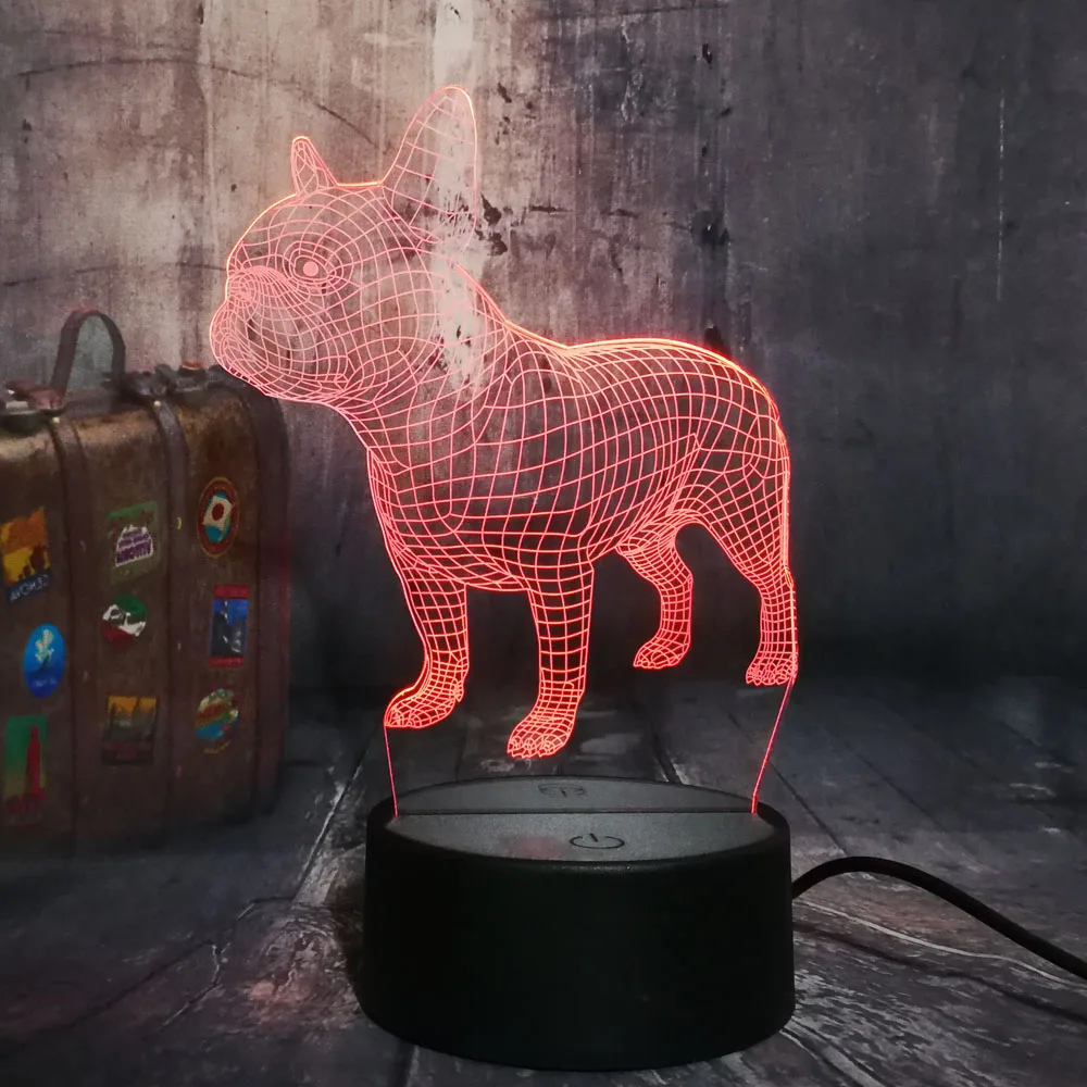 Светодиодная настольная 3d лампа amрой французский бульдог милый щенок RGB ночник USB