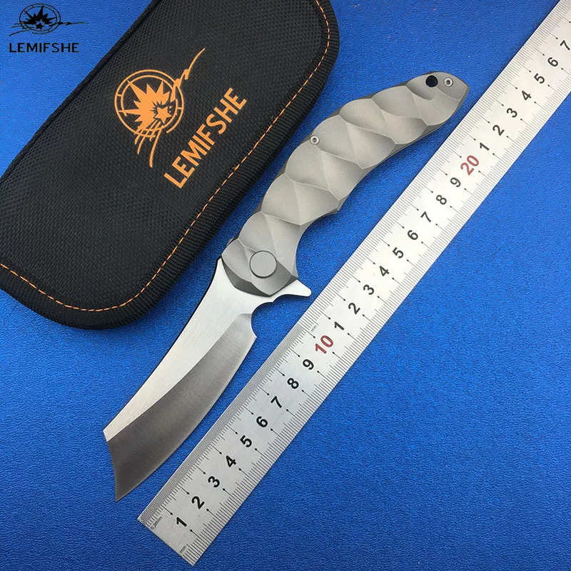 Титановый плавник LEMIFSHE 032 D2 blade TC4 тактический складной нож с шарикоподшипником