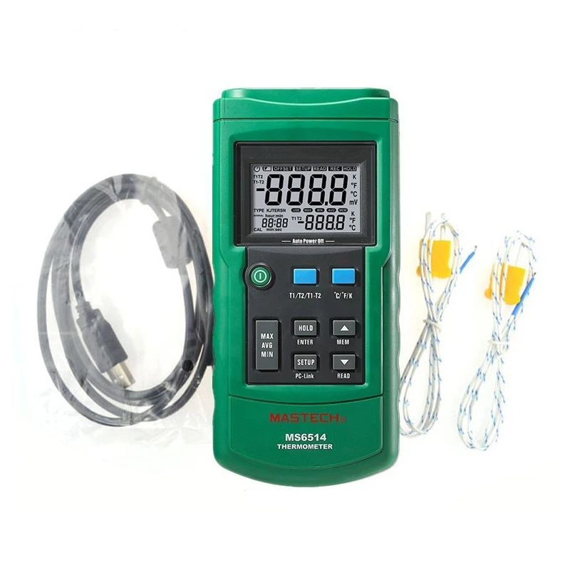 Цифровой термометр MASTECH MS6514 двухканальный тестер с USB интерфейсом 1000 наборов