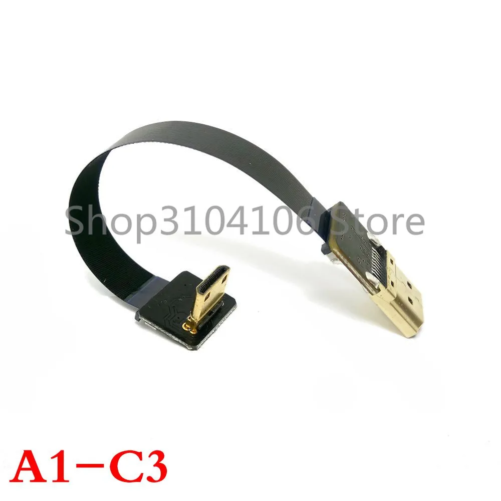 A1 вниз Угловой 90 градусов FPV Mini HDMI совместимый штекер к FPC плоский кабель для