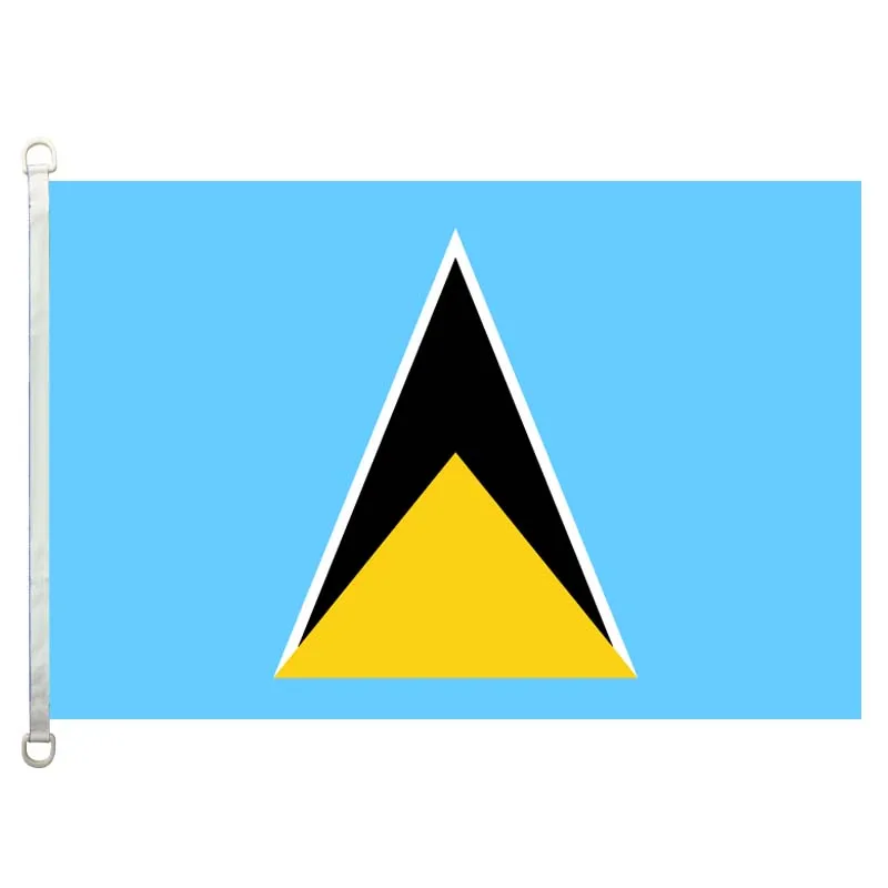 

Saint Lucia national flag,90*150CM size, 120g/m2 knitted polyester fabric,with two D ring