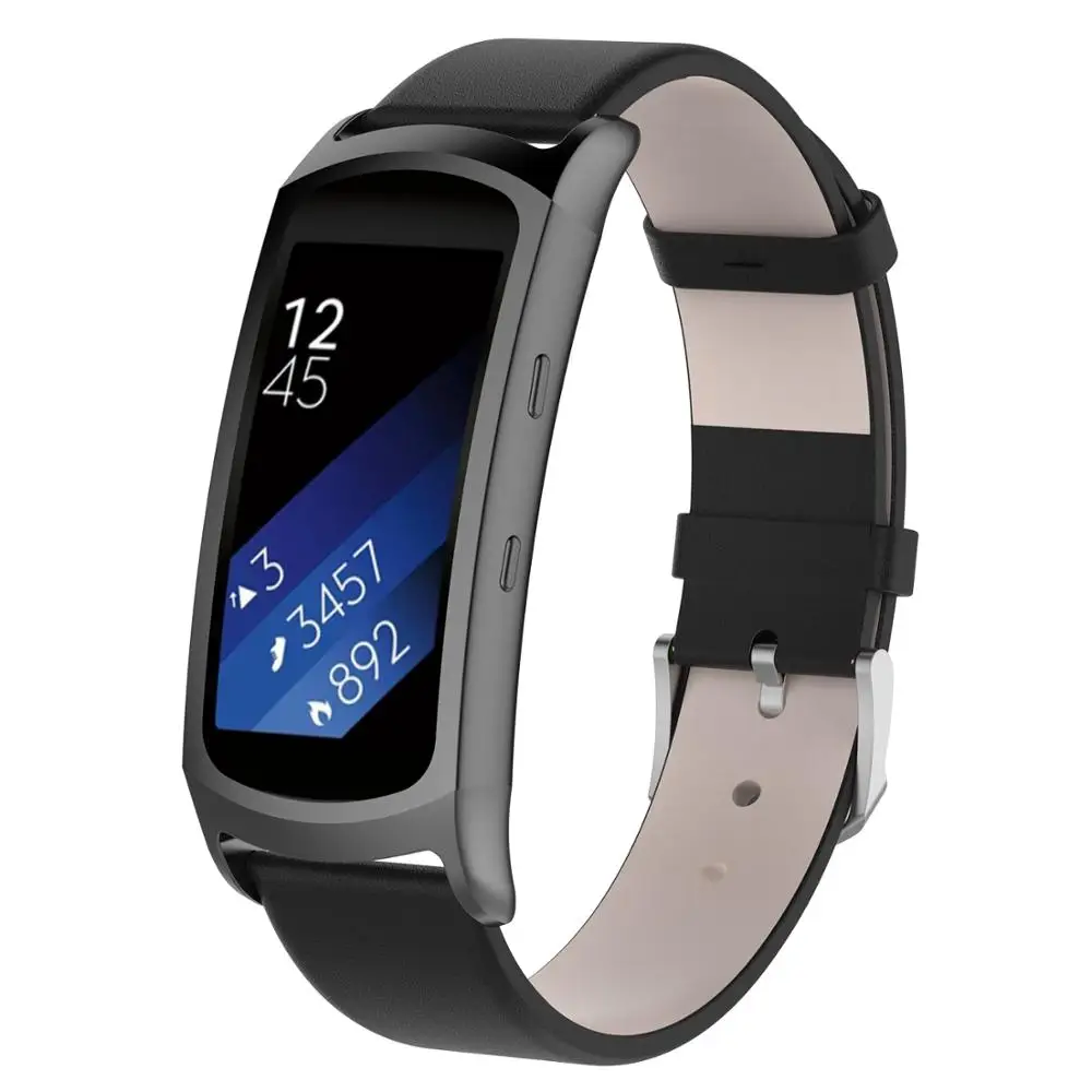 Кожаный браслет 2 в 1 для Samsung Gear Fit с ремешком + Защитная пленка экрана Pro Band |