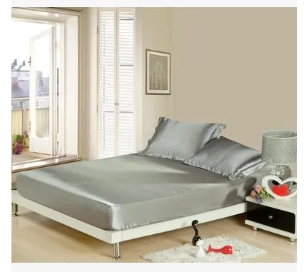 Набор постельного белья из шелка Королевский Комплект серебристо серого цвета