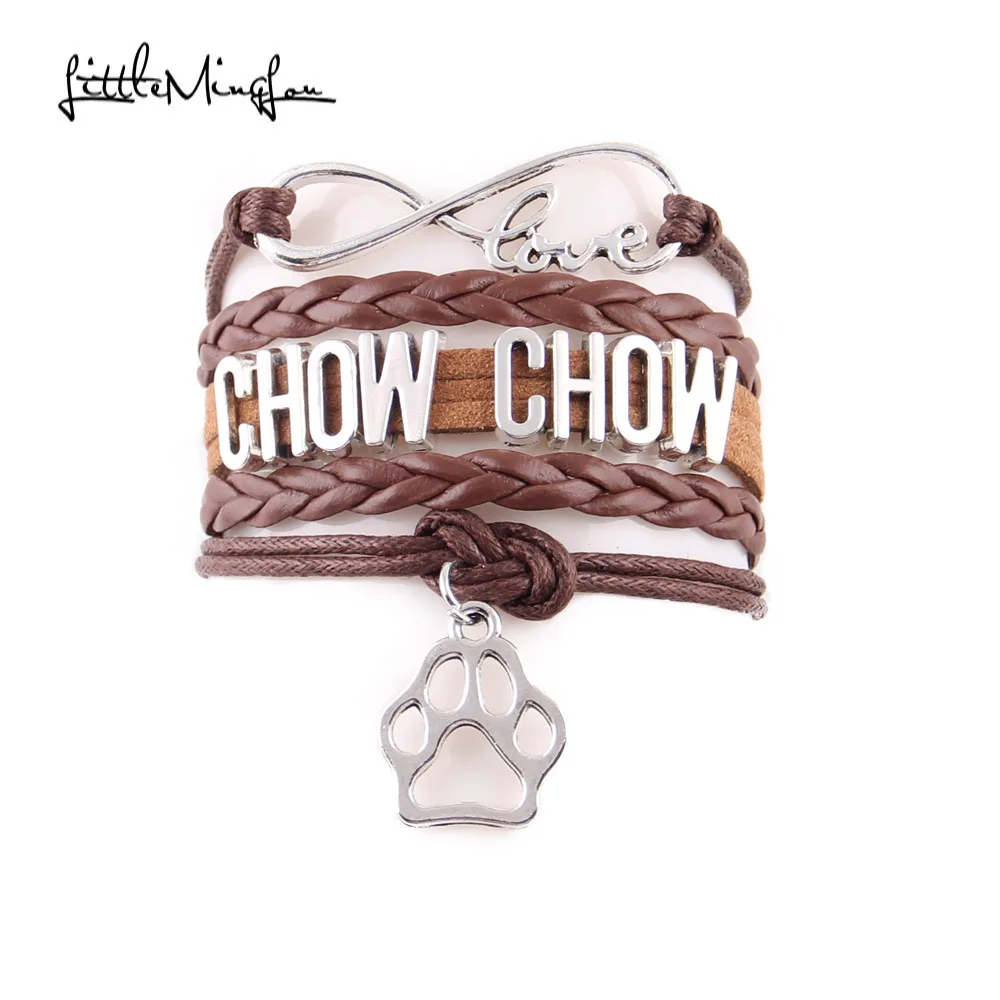 Браслет Little MingLou Infinity love chow подвеска собачья лапа кожаный браслет мужские