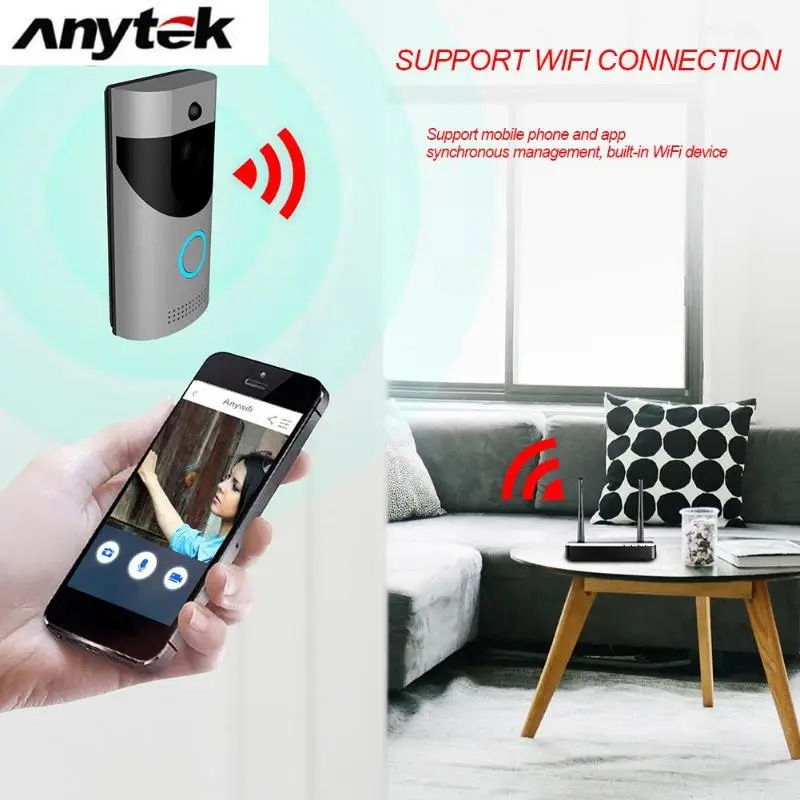 Anytek B30 беспроводной WiFi домофон видео дверной звонок+ B10 дверной звонок приемник набор дверных аппаратных дверной Звонок