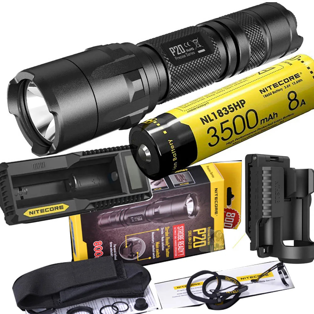 NITECORE P20 фонарик CREE XM-L2(U2) светодиодный Макс. 800 лм луч двойной переключатель задний светодиодный фонарь для спорта на открытом воздухе+ NITECORE NTH30B - Испускаемый цвет: P20 NTH30B 35HP UM10