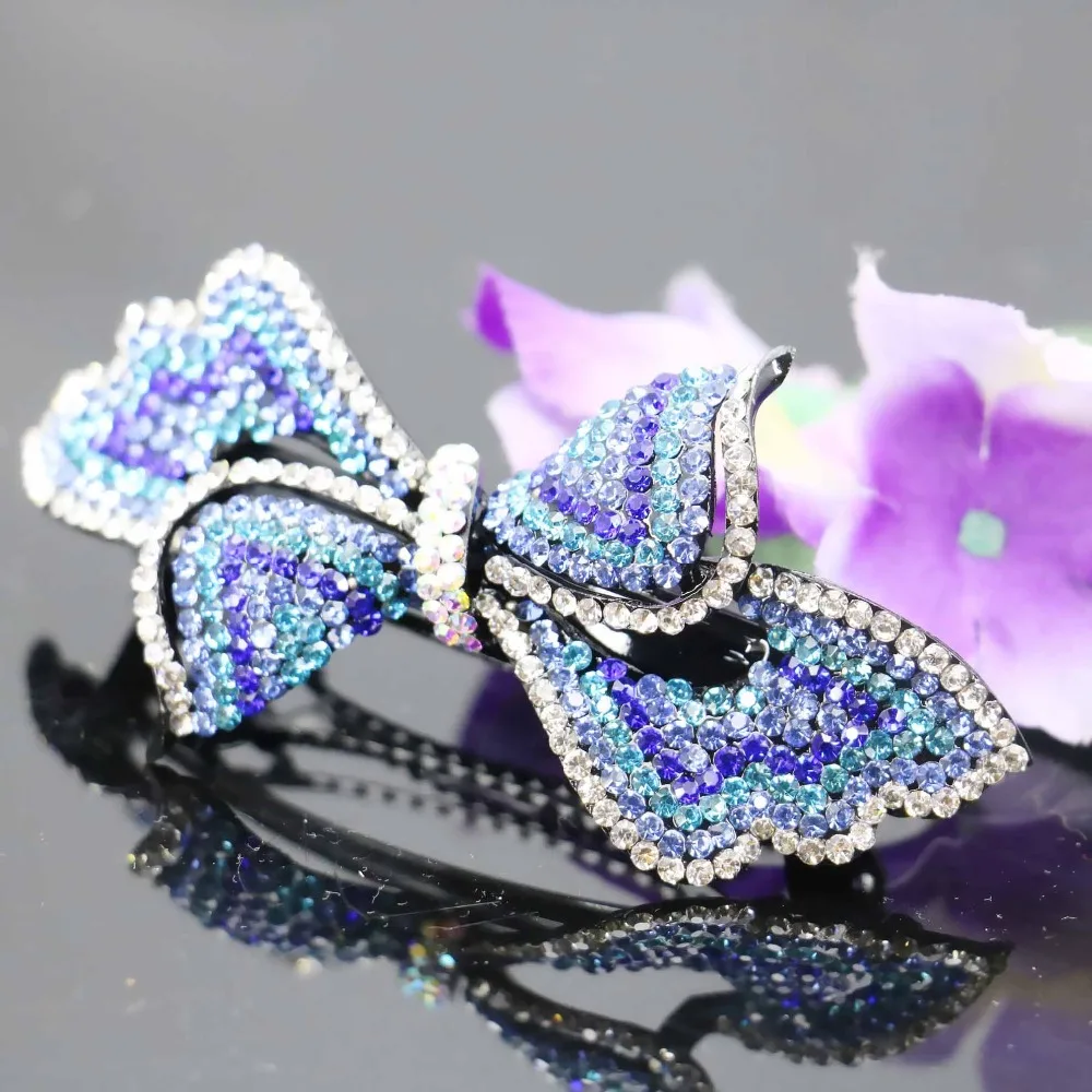 Женская заколка для волос с бантом и кристаллами 33 х87 мм|hairpin hair|hair accessories crystalcrystal