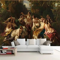 custom mural wallpaper european classical oil painting beauty play water tv background wall