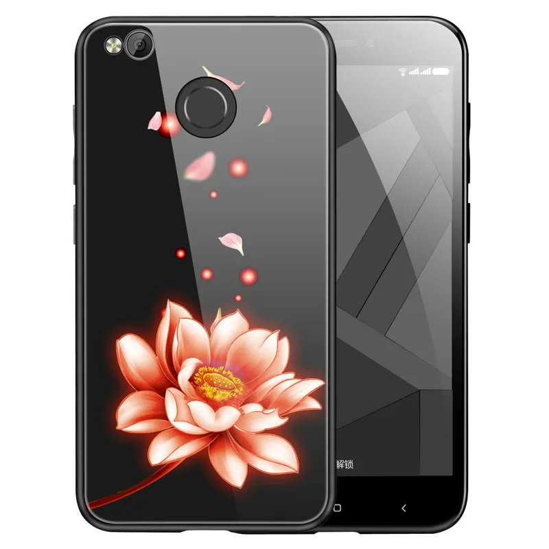 For xiaomi redmi 4X case Luxury Tempered Glass Cover Soft TPU Silicone Bumper for pro |