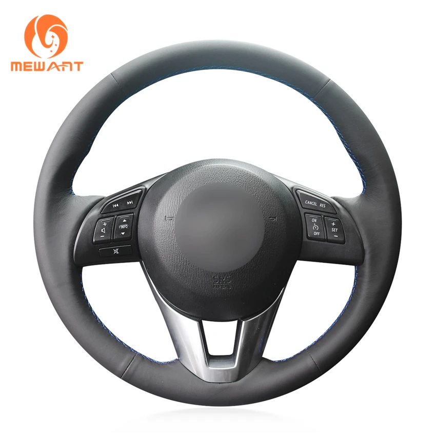MEWANT черный из натуральной кожи рулевого колеса автомобиля крышки для Mazda 3 Axela