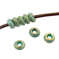 50pcs verdigris patinaancient greek bronze small holder slider spacers beads fit 3mm round leather cord