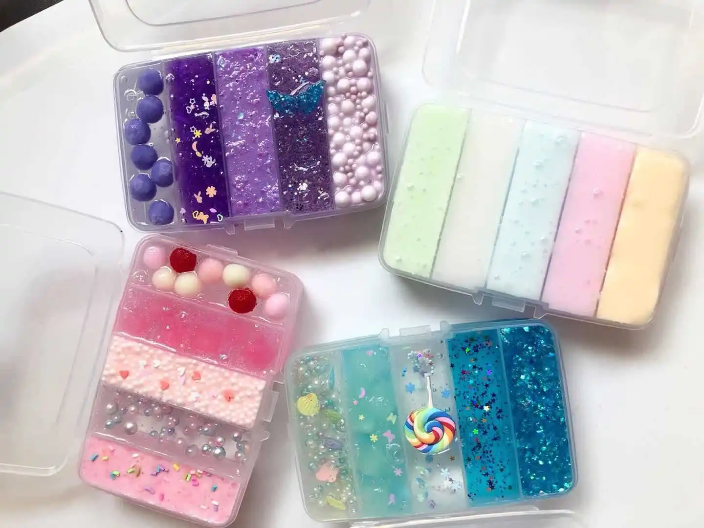 Five GongGe girl blue ocean is pure handmade DIY crystal mud slime chuo mud|Пластилин| |