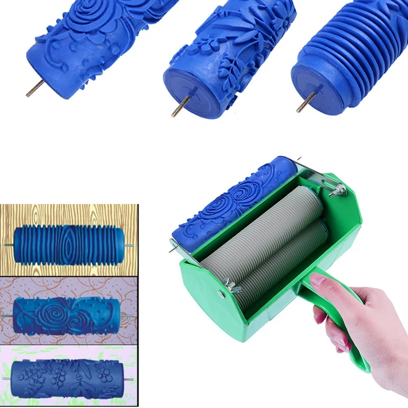 Diy настенный ролик щетка мягкая резиновая головка круг параллельные полосы