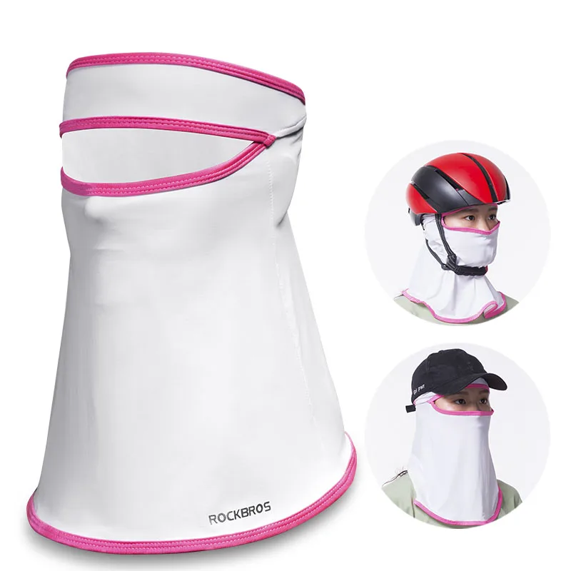 white pink ROCKBROS велосипедная Кепка анти-УФ дышащая Солнцезащитная маска для лица для велосипеда шляпа для спорта на открытом воздухе велосипед Туризм Рыбалка Кемпинг Кепка головной убор - Цвет: white pink