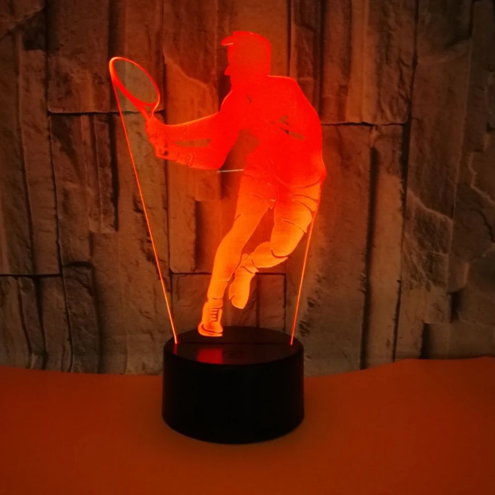 3D визуальный теннисисткой светодиодный Ночной светильник 7 цветов Usb Led