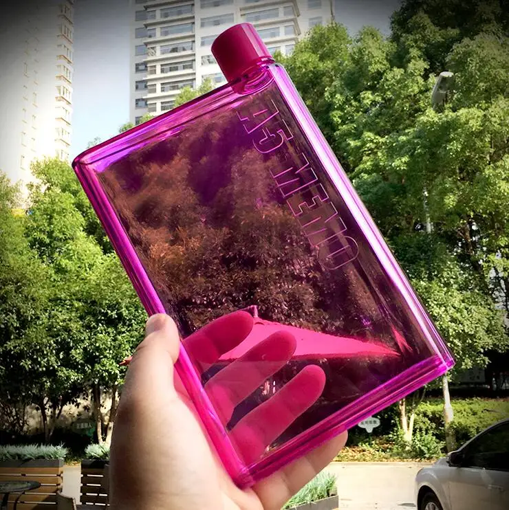 A5 420ML Бутылка A5 бумажная чашка плоская фляга для воды пластиковая Спортивная портативная прозрачная книга портативная панель напитки чайник ноутбук mybottle drinkfles - Цвет: A5 420ML