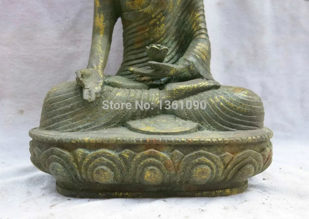 xd 00594 9' China bronze gild carved Buddhism apothecary Medicine Buddha Sculpture Statue |