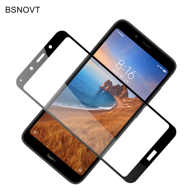 Black 2 шт Полное покрытие и полный клей протектор экрана Redmi 7A закаленное стекло полное покрытие стекло для Xiaomi Redmi 7A пленка Redmi 7A 5,45" - Цвет: Black