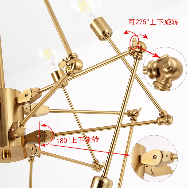 

Nordic living room dining lights creative personality Iron Chandelier modern office industrial wind spider Chandeliers