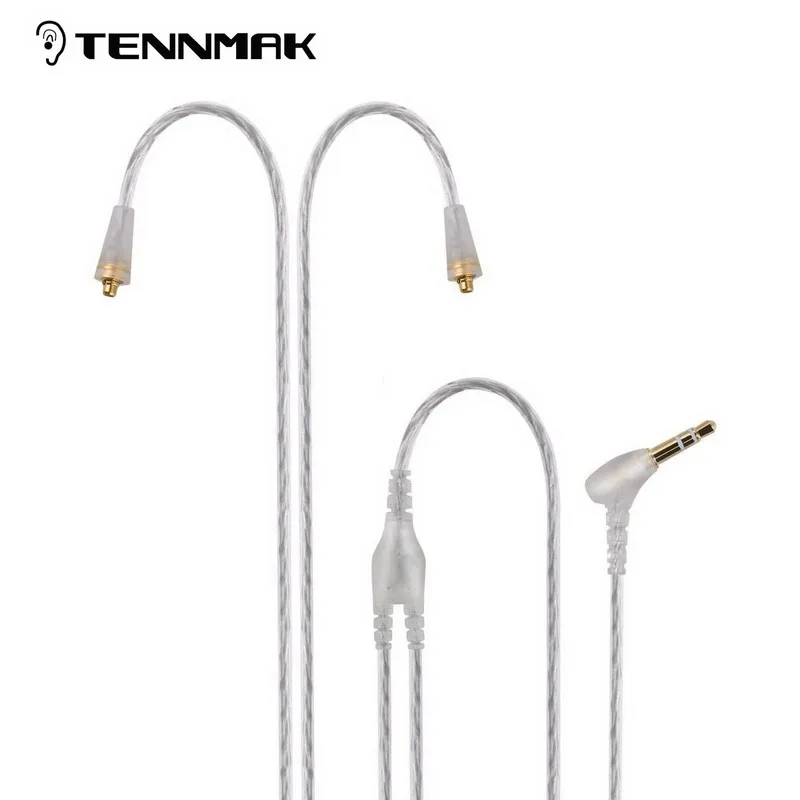 Обновленный посеребренный кабель MMCX Tennmak съемный для наушников PRO Piano SE215 SE315 SE425