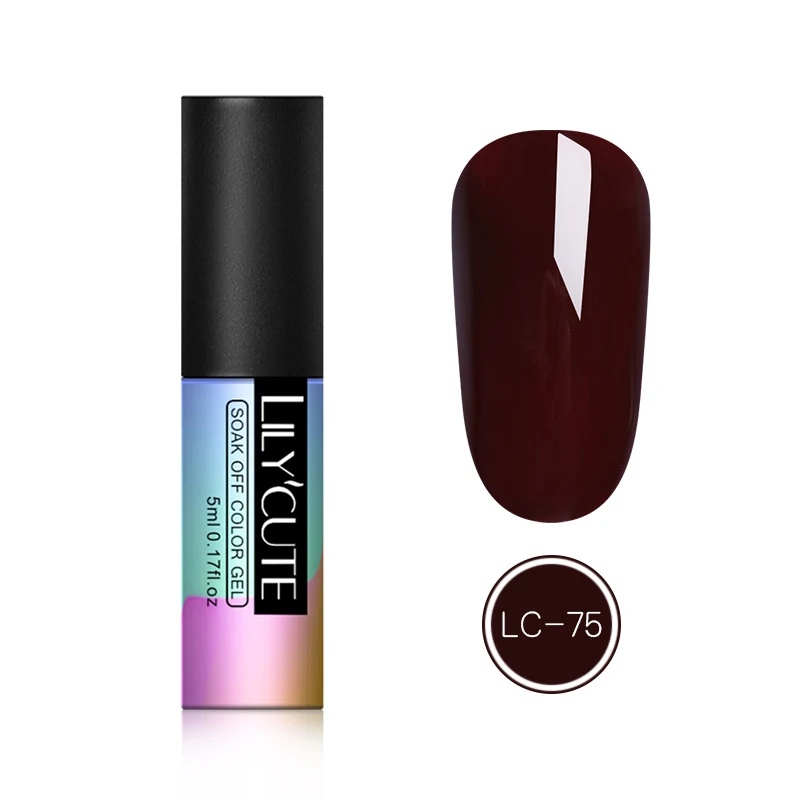 LC75 LILYCUTE, УФ светодиодный Гель-лак, стойкий, красный, серый, кофейный, серия, замачиваемый, для дизайна ногтей, Гель-лак, 90 цветов, УФ-гель Vernis - Цвет: LC75