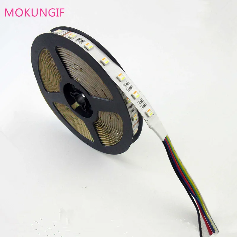 Новейшая СВЕТОДИОДНАЯ лента 5 м RGB + CCT в 1 5050 30 60 светодиодов/метр 12 24 CW WW Чип