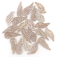 40pcs wood color mix wing shape wood chip decorative embellishments crafts for diy wedding handmade graffiti buttons