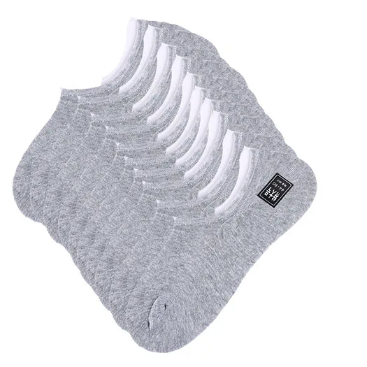 10 light gray Fcare 20 шт = 10 пар мужские Летние низкие 45-50 ЕС хлопковые незаметные носки, Нескользящие хлопковые носки - Цвет: 10 light gray