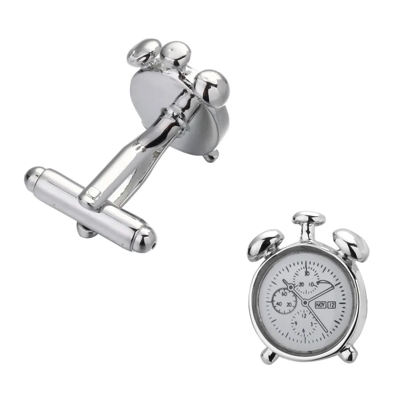 Мужские классические металлические запонки в виде будильника | Украшения и