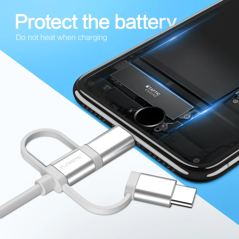 FLOVEME 3 в 1 зарядный кабель Micro Usb Type C зарядное устройство для iphone Xs Max/Xr/X/8/7 Samsung S10 Plus