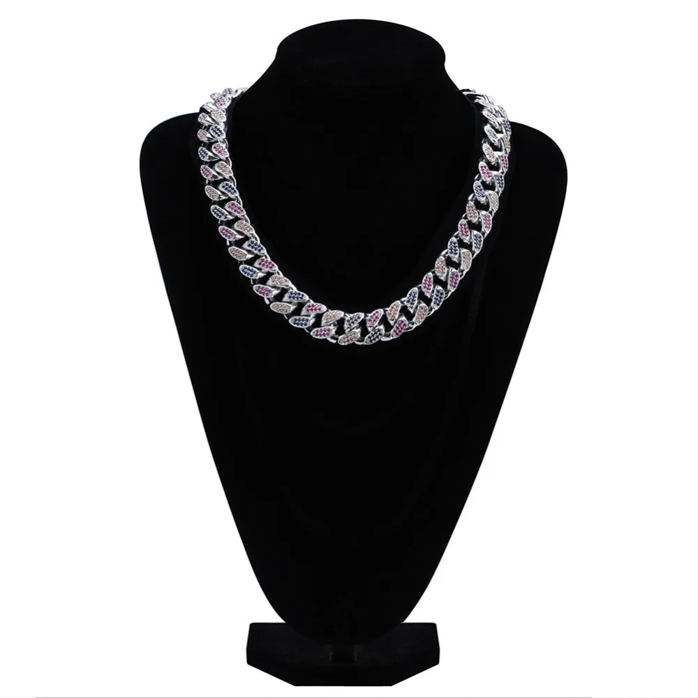 18 мм ширина 4 цвета персонализированные мужские кубинские цепи ожерелье Iced Out Bling AAA+ CZ камни хип хоп Золото Серебро Цвет цепи ювелирные изделия